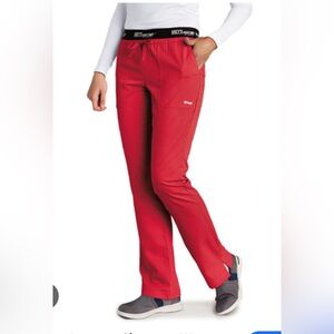 Greys Anatomy Red Signature Women’s 3 Pocket Drawstring Scrub Pants- Medium